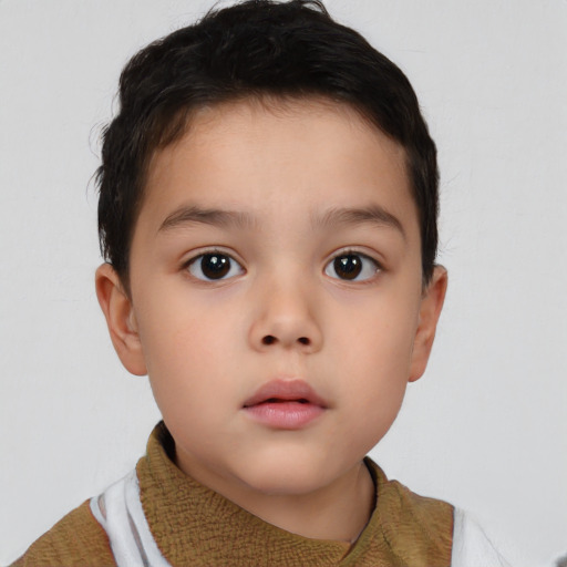 Neutral white child male with short  brown hair and brown eyes