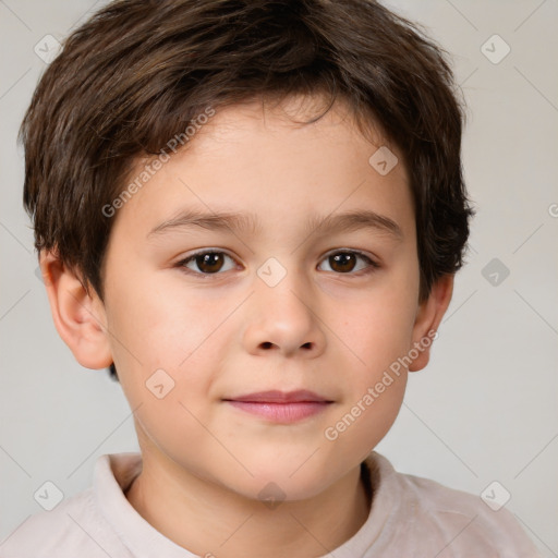 Neutral white child male with short  brown hair and brown eyes