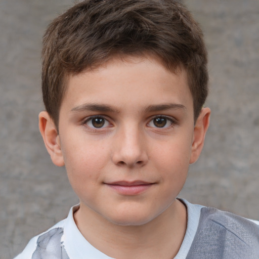 Neutral white child male with short  brown hair and brown eyes