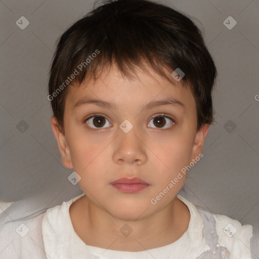 Neutral white child female with medium  brown hair and brown eyes