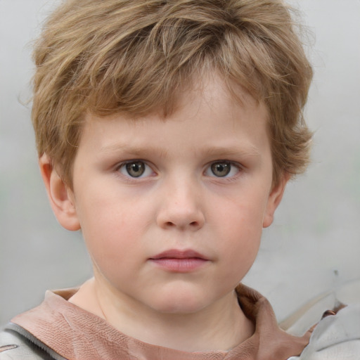 Neutral white child male with short  brown hair and grey eyes