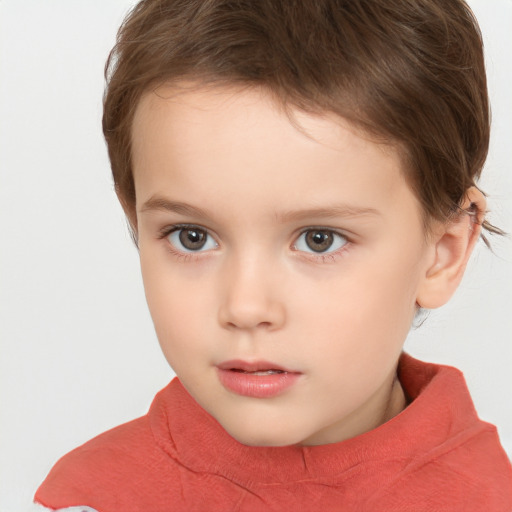 Neutral white child female with short  brown hair and brown eyes