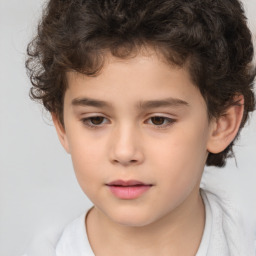 Neutral white child male with medium  brown hair and brown eyes