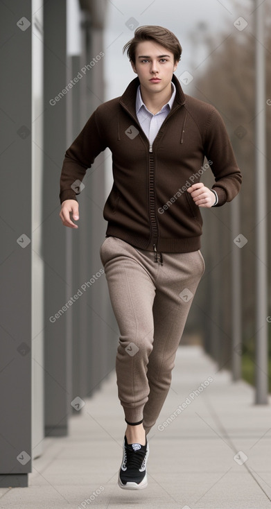 Canadian young adult male with  brown hair