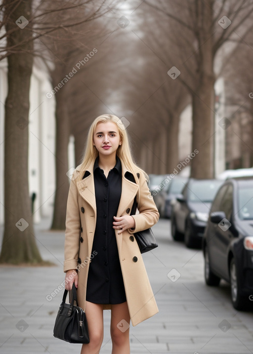 Albanian young adult female with  blonde hair