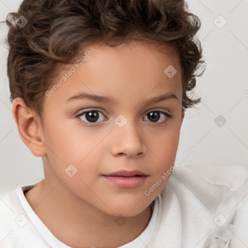 Neutral white child female with short  brown hair and brown eyes