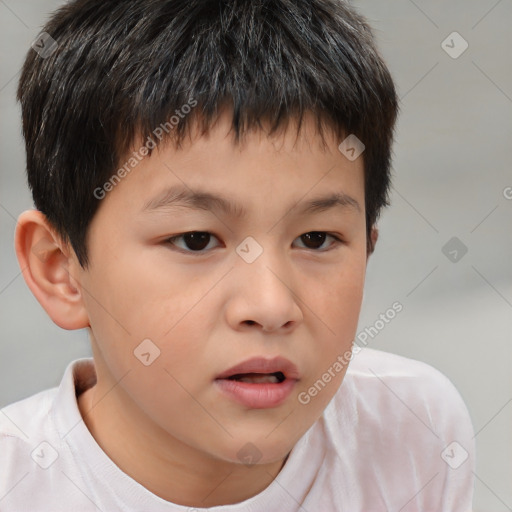 Neutral white child male with short  brown hair and brown eyes