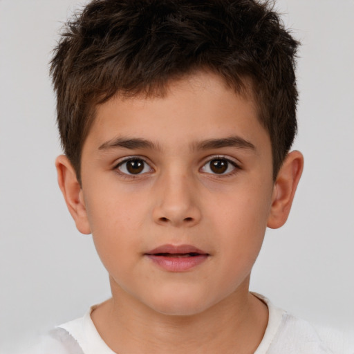 Neutral white child male with short  brown hair and brown eyes