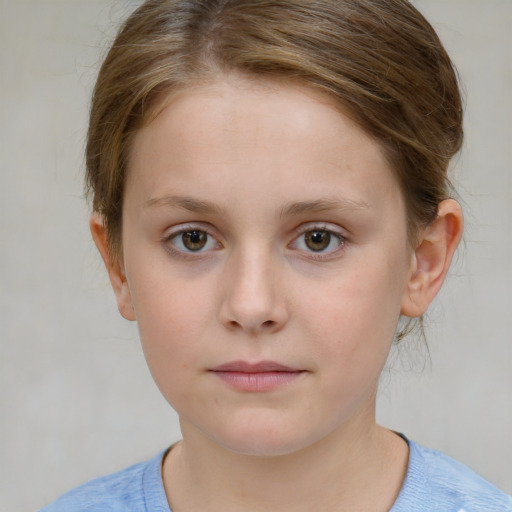 Neutral white child female with short  brown hair and brown eyes