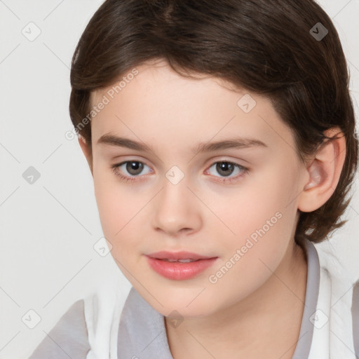 Neutral white child female with medium  brown hair and brown eyes