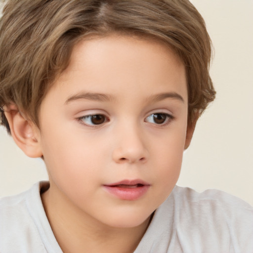 Neutral white child female with short  brown hair and brown eyes