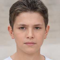 Neutral white child male with short  brown hair and brown eyes