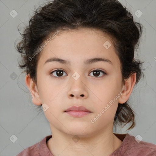 Neutral white child female with medium  brown hair and brown eyes