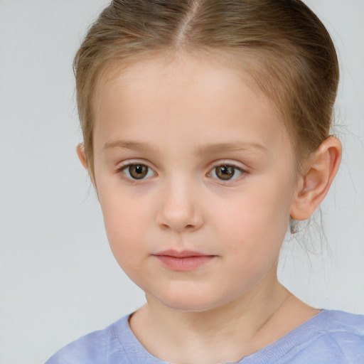 Neutral white child female with short  brown hair and brown eyes