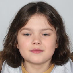 Neutral white child female with medium  brown hair and brown eyes