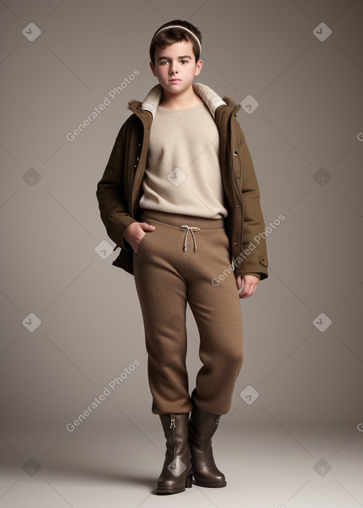 French teenager boy with  brown hair