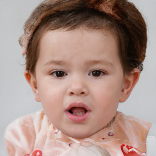 Neutral white child female with short  brown hair and brown eyes