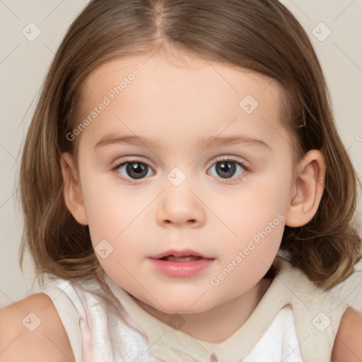 Neutral white child female with medium  brown hair and brown eyes