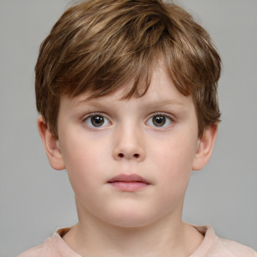 Neutral white child male with short  brown hair and brown eyes