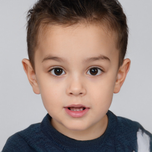 Neutral white child male with short  brown hair and brown eyes