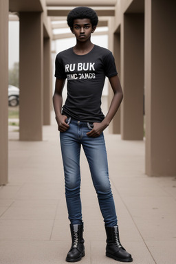 Sudanese teenager boy with  black hair