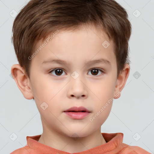 Neutral white child male with short  brown hair and brown eyes