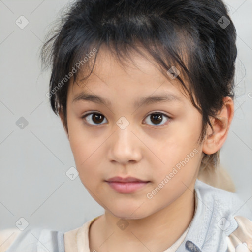 Neutral white child female with medium  brown hair and brown eyes