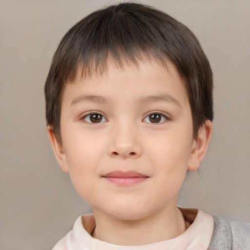 Neutral white child male with short  brown hair and brown eyes
