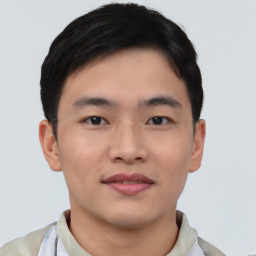 Neutral asian young-adult male with short  brown hair and brown eyes