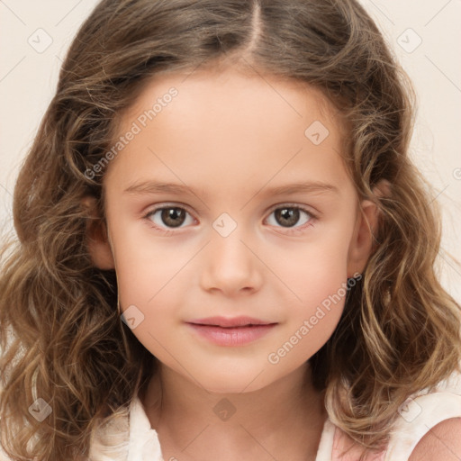 Neutral white child female with medium  brown hair and brown eyes