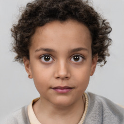 Neutral white child female with short  brown hair and brown eyes