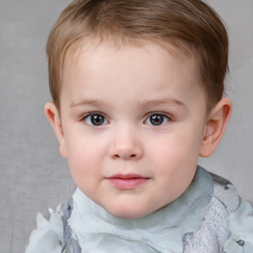 Neutral white child female with short  brown hair and brown eyes