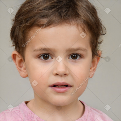 Neutral white child male with short  brown hair and brown eyes