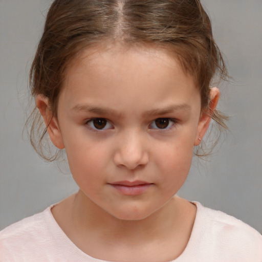 Neutral white child female with medium  brown hair and brown eyes