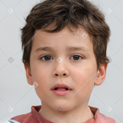 Neutral white child male with short  brown hair and brown eyes