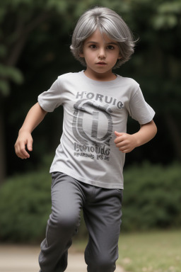 Uruguayan child boy with  gray hair