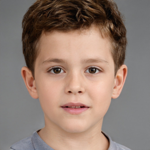 Neutral white child male with short  brown hair and brown eyes