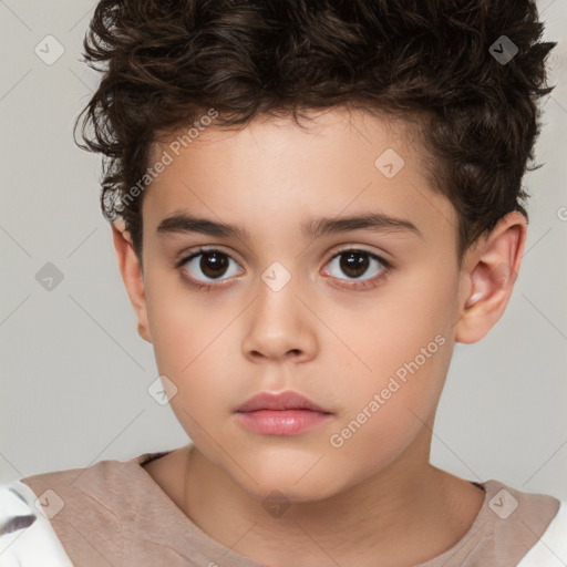 Neutral white child male with short  brown hair and brown eyes