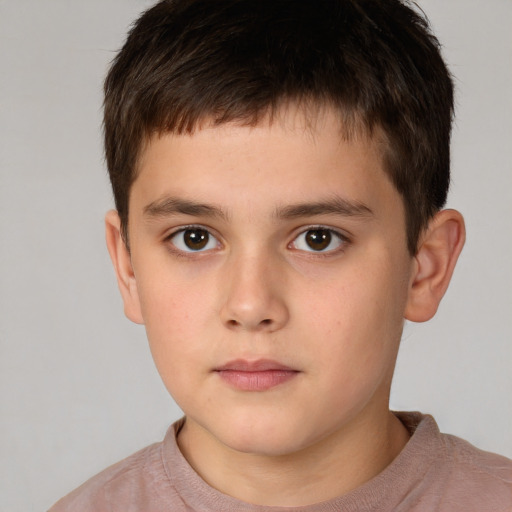 Neutral white child male with short  brown hair and brown eyes