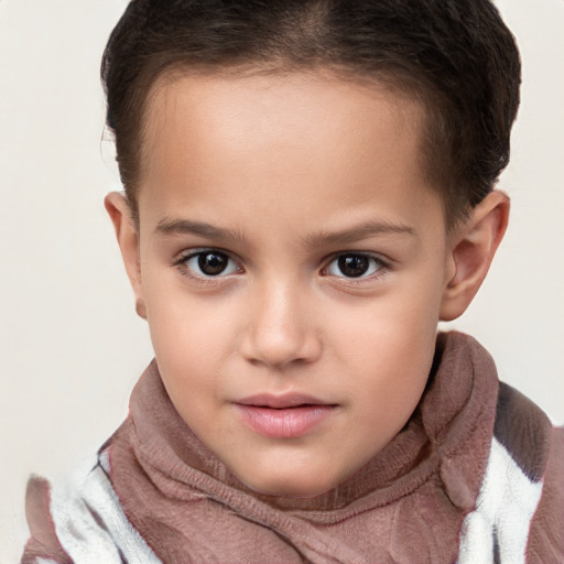 Neutral white child female with short  brown hair and brown eyes