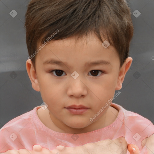 Neutral white child male with short  brown hair and brown eyes