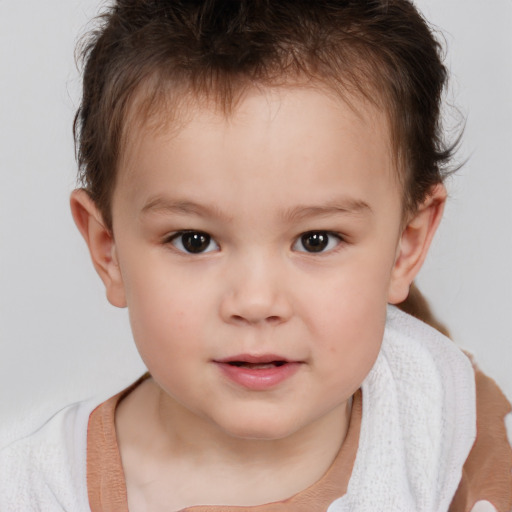 Neutral white child female with short  brown hair and brown eyes