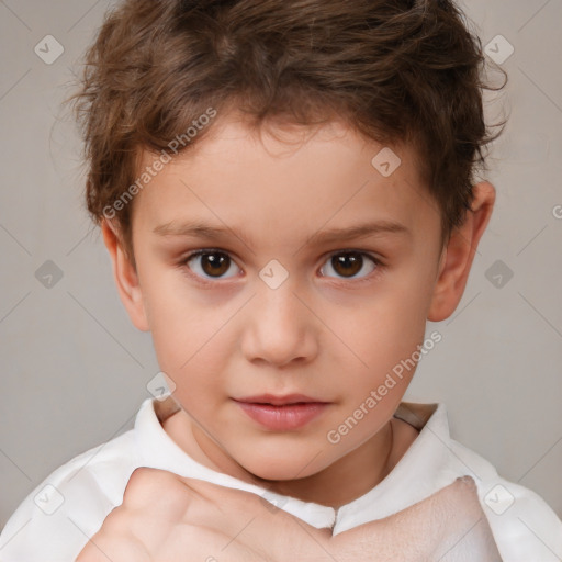 Neutral white child male with short  brown hair and brown eyes