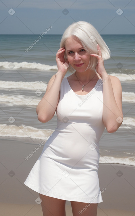 Caucasian adult female with  white hair