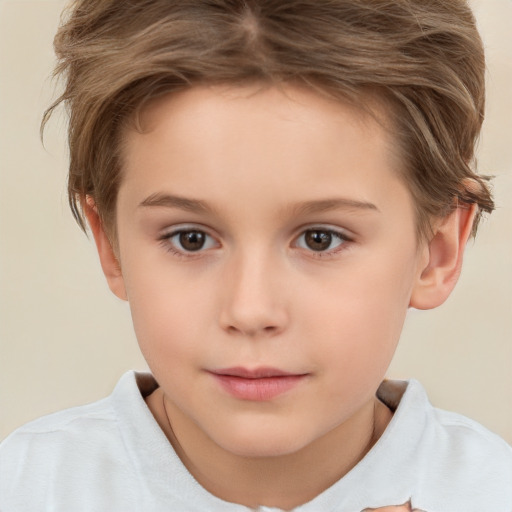 Neutral white child female with short  brown hair and brown eyes