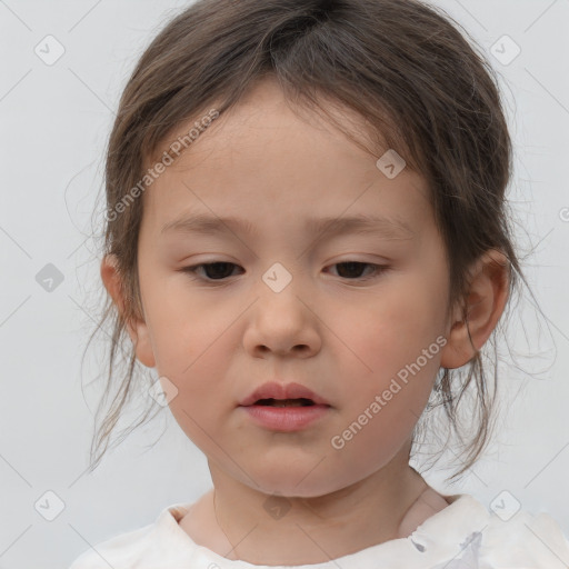 Neutral white child female with medium  brown hair and brown eyes