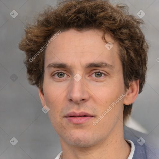 Neutral white adult male with short  brown hair and brown eyes