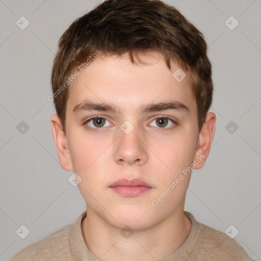 Neutral white child male with short  brown hair and brown eyes