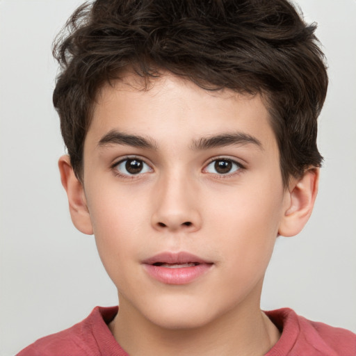 Neutral white child male with short  brown hair and brown eyes