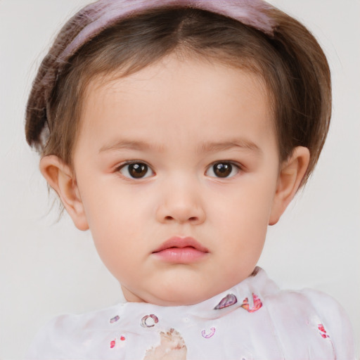 Neutral white child female with short  brown hair and brown eyes